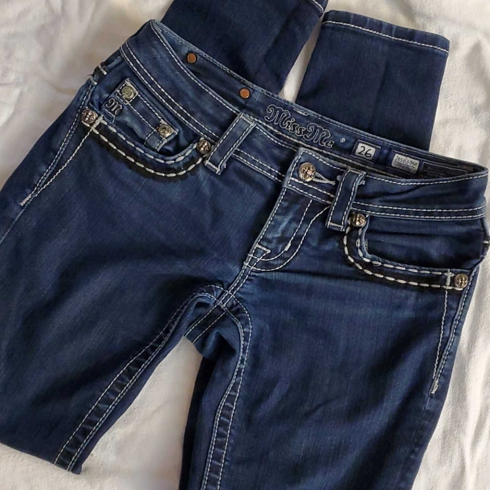 26W/31L miss me dark blue skinny jeans